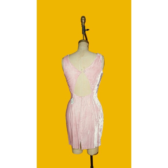 NWT 1990s-Y2K Jessica McClintock GUNNE SAX Pink Velvet Dress W/Cut Out S. AS IS - Picture 3 of 10